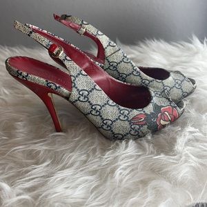 Gucci GG Supreme tattoo sling back open toe sandal
